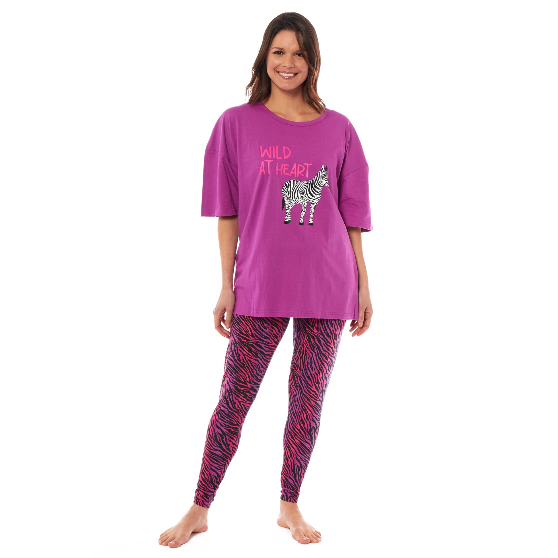 Ladies Oversized Cotton T-Shirt and Leggings PJ Set with Giraffe and Zebra Prints Comfortable and Stylish Womens Loungewear by Daisy Dreamer. Buy now for £13.00. A Pyjamas by Daisy Dreamer. _Hi_chtgptapp_optimised_this_description-generator,_Hi_chtgptapp_