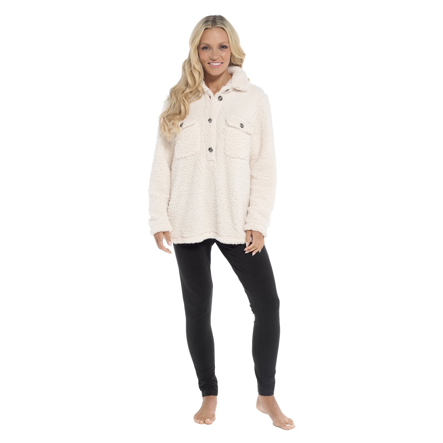 Women's Ultra-Soft Sherpa Lounge Set Long Sleeve Top and Leggings with Double Pockets Cozy Pajamas for Chilly Days Multiple Sizes Daisy Dreamer. Buy now for £20.00.