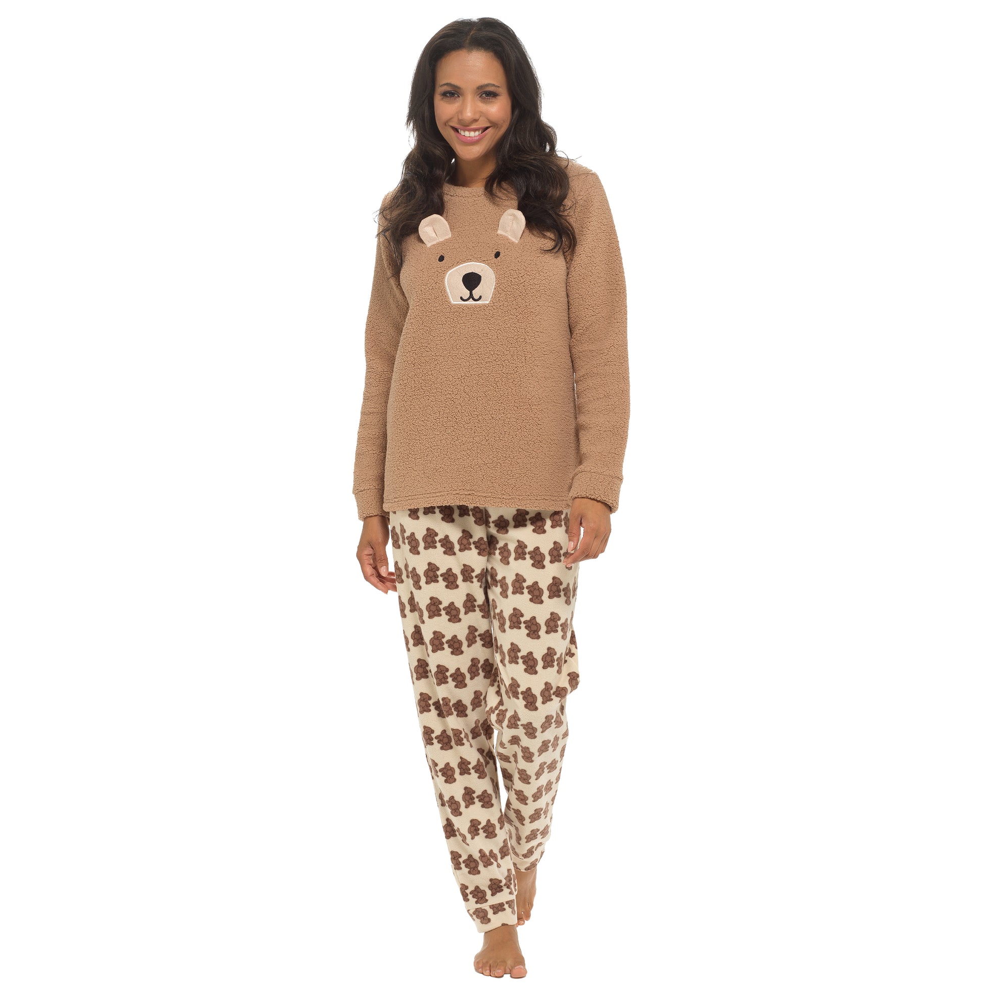 Women's Warm Soft Fleece Pyjama Set Cozy Loungewear PJs with Highland Cow Teddy Bear Design by Daisy Dreamer. Buy now for £18.00. A Pyjamas by Daisy Dreamer. _Hi_chtgptapp_optimised_this_description-generator,_Hi_chtgptapp_optimised_this_seo-meta-descript