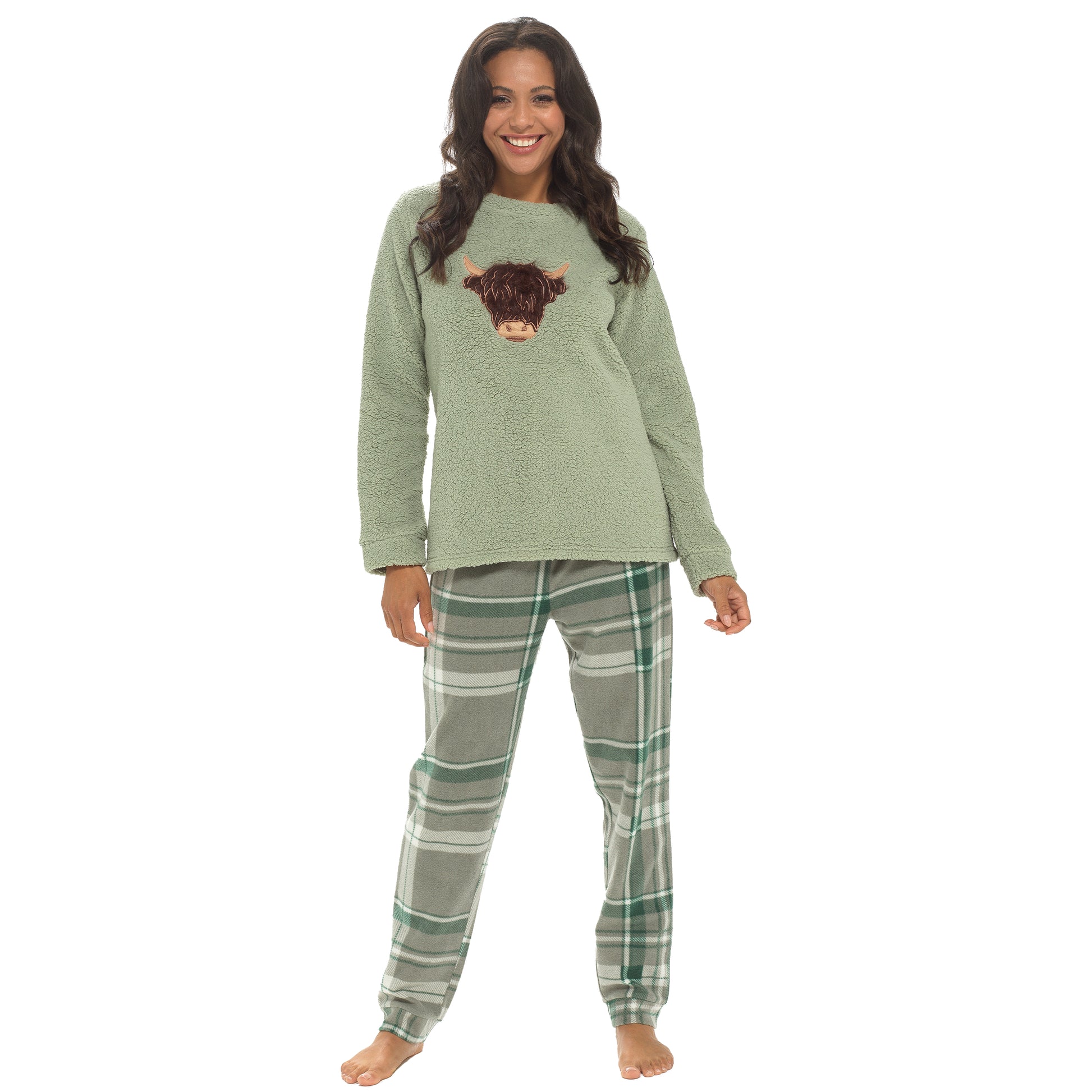 Women's Warm Soft Fleece Pyjama Set Cozy Loungewear PJs with Highland Cow Teddy Bear Design by Daisy Dreamer. Buy now for £18.00. A Pyjamas by Daisy Dreamer. _Hi_chtgptapp_optimised_this_description-generator,_Hi_chtgptapp_optimised_this_seo-meta-descript