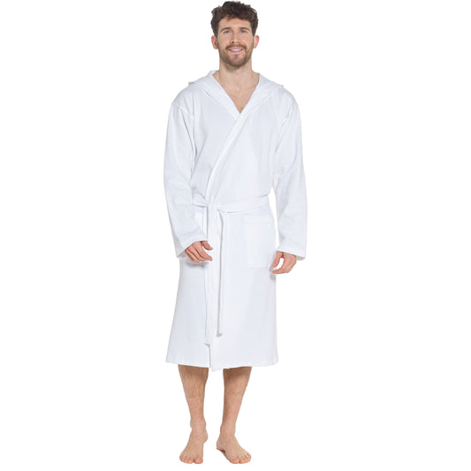 Men’s Hooded Waffle Cotton Bathrobe White Super Absorbent Spa Robe Luxury Dressing Gown for Home & Loungewear by Sock Stack. Buy now for £17.00.