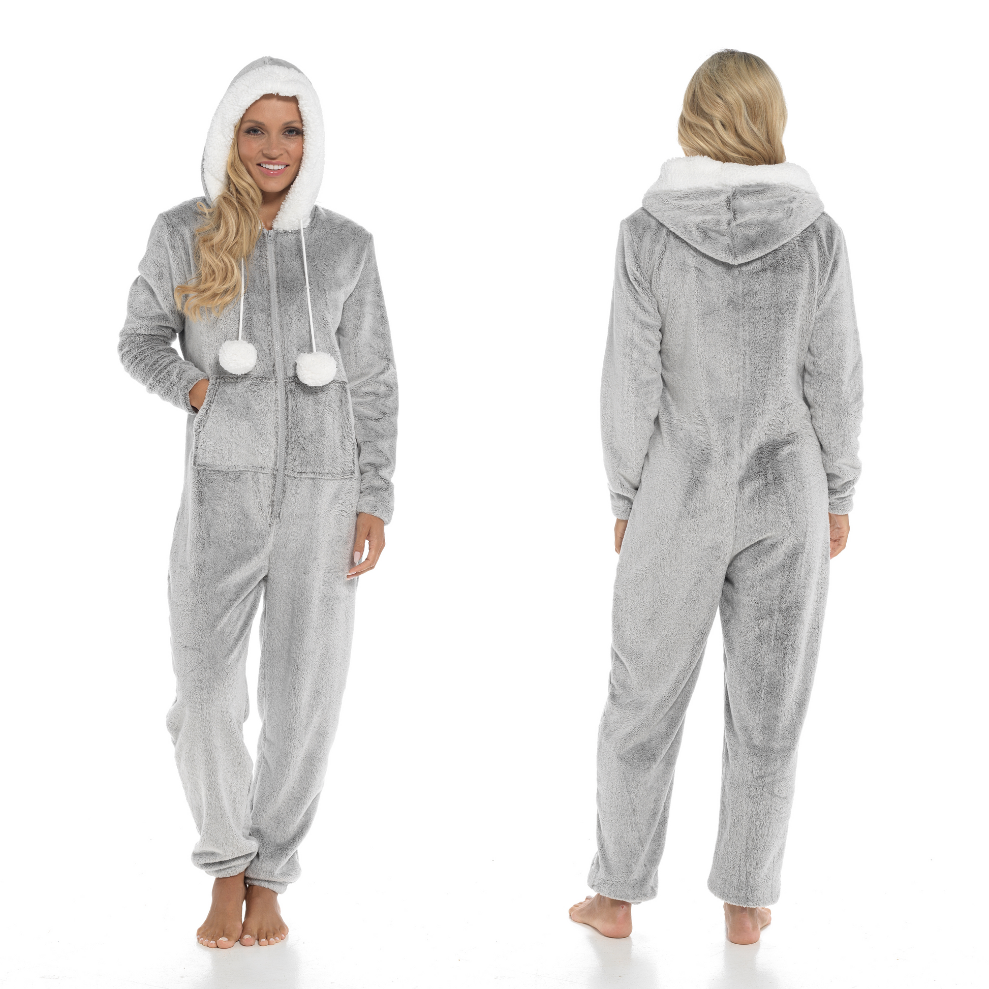 Women's Ultra-Soft Shimmer Fleece Hooded Onesie Pajama with Zip-Up Pockets and Cute Pompoms Warm Nightwear Ideal for Winter Comfort Daisy Dreamer. Buy now for £25.00. A Pyjamas by Daisy Dreamer. _Hi_chtgptapp_optimised_this_description-generator,_Hi_chtgp
