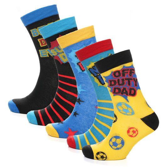 5 Pack Mens Cotton Rich Novelty Dad Socks Colourful Breathable Fun Gift for Fathers Day & Birthdays By Sock Stack. Buy now for £9.00.