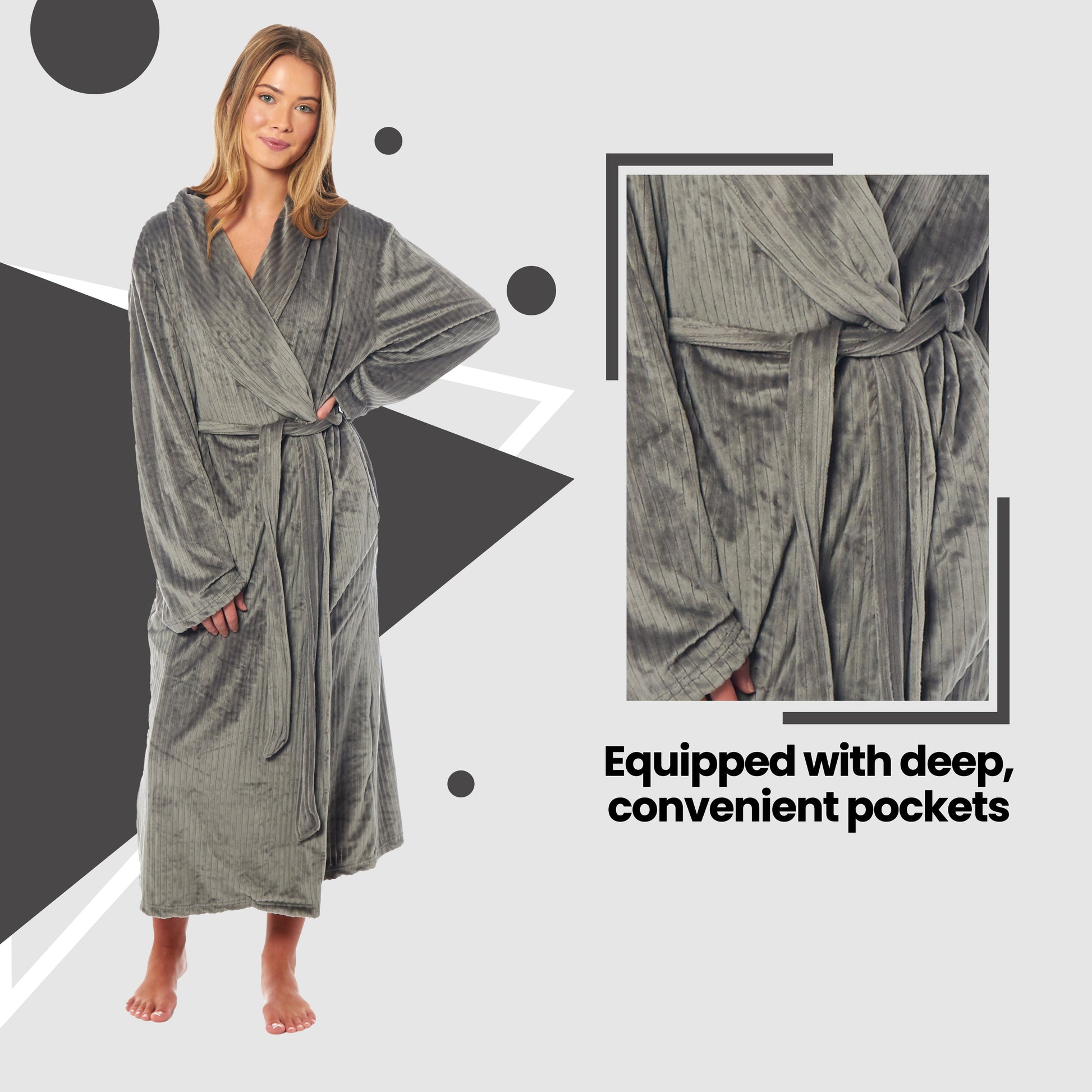 Women's Soft Warm Stripe Jacquard Long Dressing Gown with Belt and Pockets Cosy Shawl Collar Loungewear Robe By Daisy Dreamer. Buy now for £15.00. A Dressing Gown by OLIVIA ROCCO. _Hi_chtgptapp_optimised_this_description-generator,_Hi_chtgptapp_optimised_