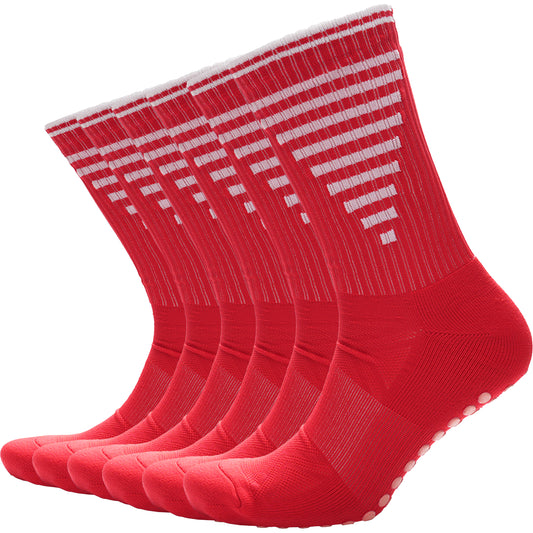3 Pairs Red Anti Slip Football Grip Socks for Men Sports Socks for Gym Running Yoga Trekking Hiking by Sock Stack. Buy now for £9.00.