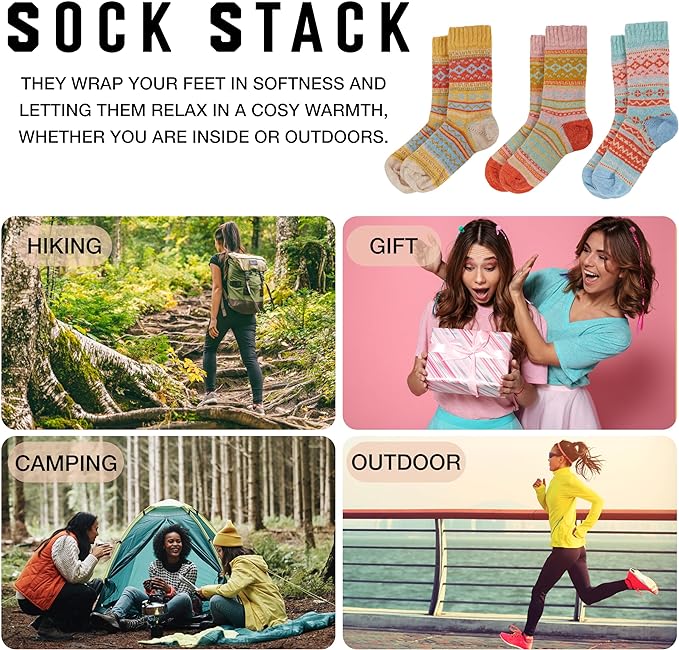 3 Pairs Womens Natural Thermal Alpaca Wool Socks Ultra Soft Warm Winter Boot Socks Non Slip Grippers Cute Nordic Designs Sizes UK 4-7 Daisy Dreamer. Buy now for £11.00.