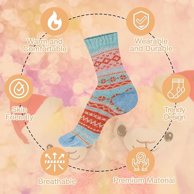 3 Pairs Womens Natural Thermal Alpaca Wool Socks Ultra Soft Warm Winter Boot Socks Non Slip Grippers Cute Nordic Designs Sizes UK 4-7 Daisy Dreamer. Buy now for £11.00.
