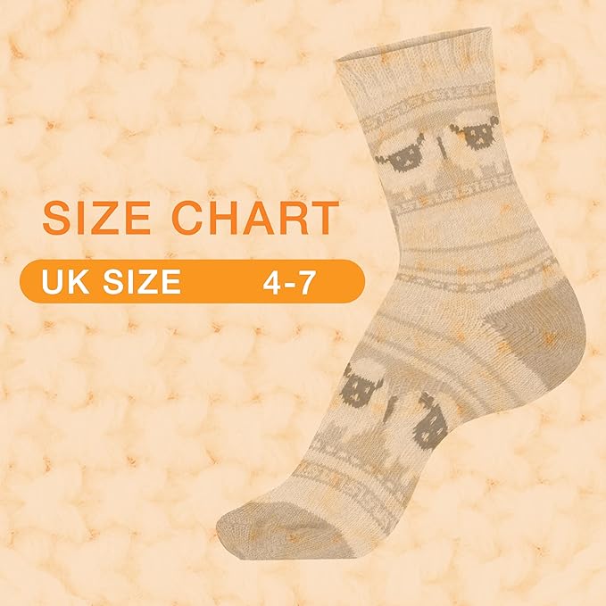 3 Pairs Womens Natural Thermal Alpaca Wool Socks Ultra Soft Warm Winter Boot Socks Non Slip Grippers Cute Nordic Designs Sizes UK 4-7 Daisy Dreamer. Buy now for £11.00.