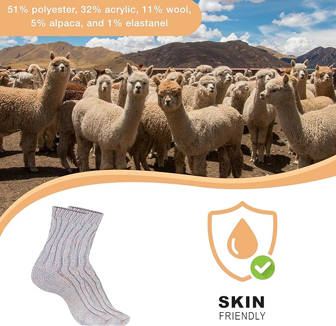 3 Pairs Womens Natural Thermal Alpaca Wool Socks Ultra Soft Warm Winter Boot Socks Non Slip Grippers Cute Nordic Designs Sizes UK 4-7 Daisy Dreamer. Buy now for £11.00.