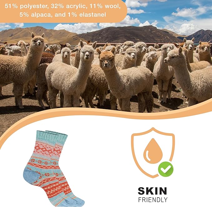 3 Pairs Womens Natural Thermal Alpaca Wool Socks Ultra Soft Warm Winter Boot Socks Non Slip Grippers Cute Nordic Designs Sizes UK 4-7 Daisy Dreamer. Buy now for £11.00.