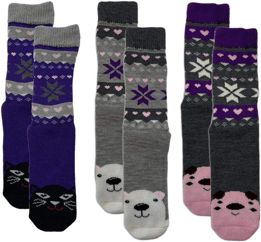 3 Pairs Women's Thermal Slipper Socks Adorable Animal Designs Polar Bears Kittens Perfect for Winter Lounging Gift Giving UK 4-7 EU 37-40 by Sock Stack. Buy now for £10.00.