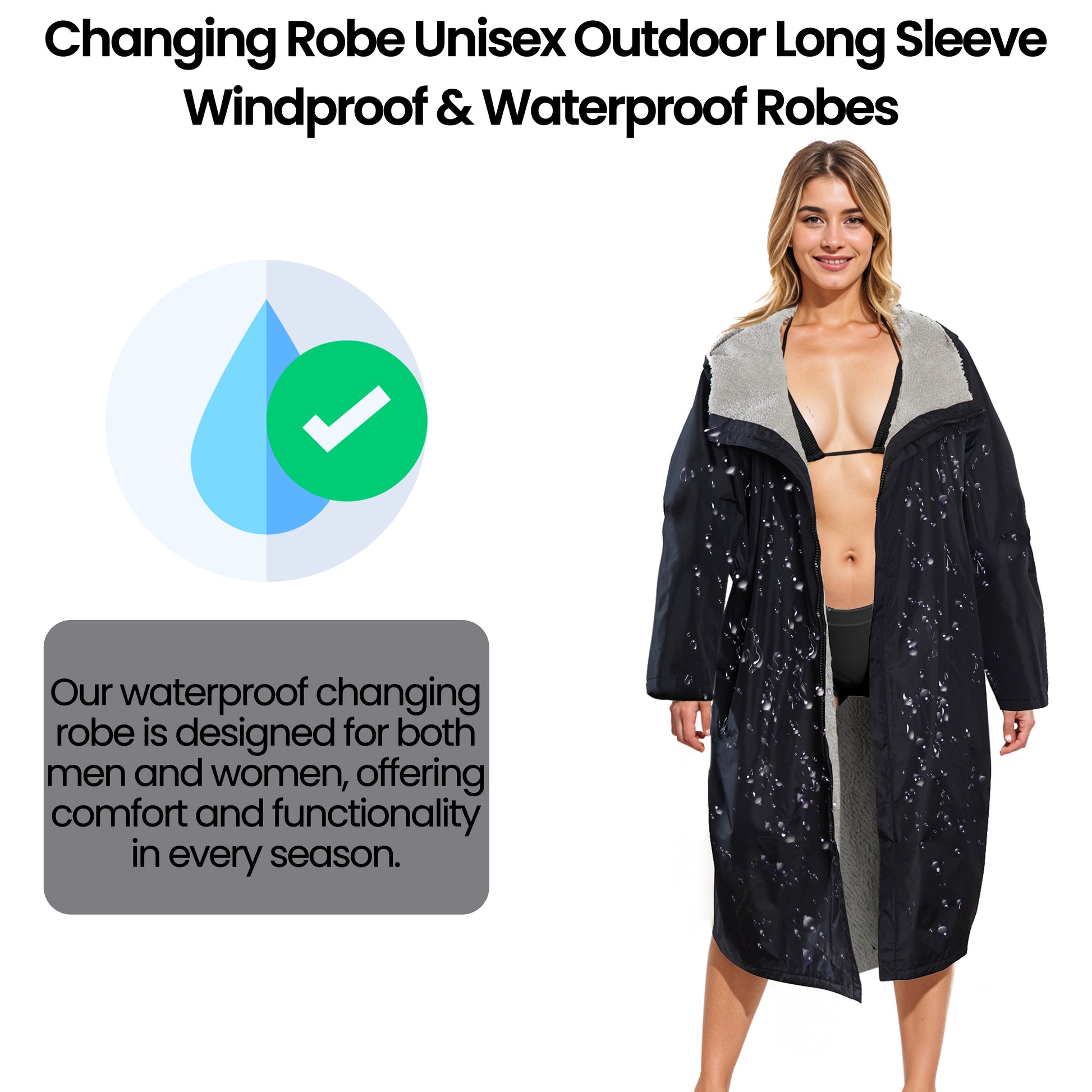 Unisex Waterproof Windproof Changing Robe Hooded Outdoor Coat for Beach Swimming Surfing Warm Fleece Lining by Heatwave Thermalwear. Buy now for £40.00. A Coats & Jackets by Heatwave Thermalwear. 100% polyster,_Hi_chtgptapp_optimised_this_description-gene