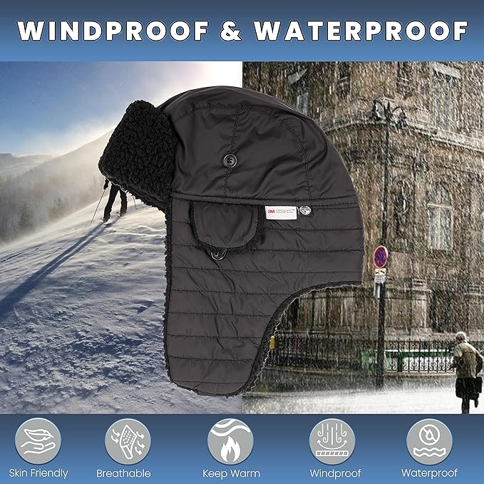 Mens Ribbed Waterproof Trapper Hat with 3M Thinsulate Fleece Lining for Winter Warmth and Cold Weather Protection by Heatwave Thermalwear. Buy now for £8.00. A Trapper Hat by Heatwave Thermalwear. 3M,_Hi_chtgptapp_optimised_this_description-generator,_Hi_