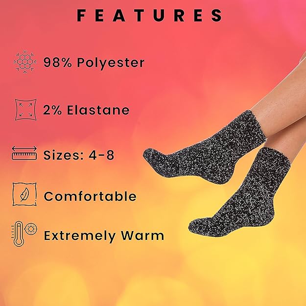4 Pack Womens Fluffy Cozy Warm Slipper Socks Fuzzy Soft Comfortable Purple Black UK Sizes 4-8 Perfect Winter Gift by Sock Stack. Buy now for £8.00.
