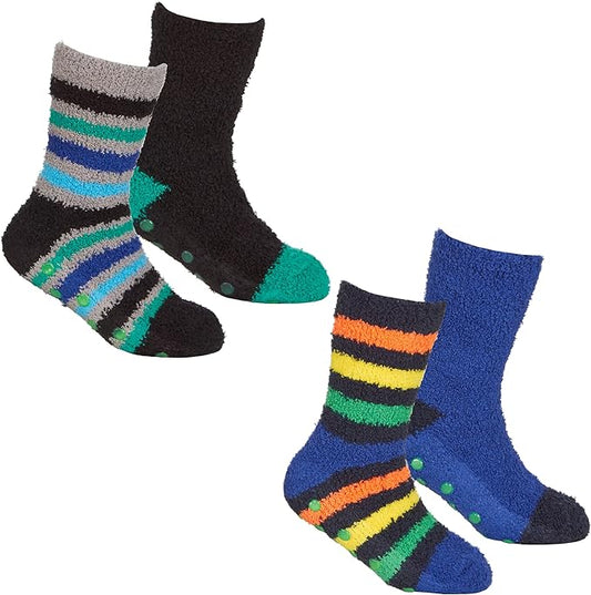 4 Pairs Fluffy Slipper Socks for Boys and Girls Ultra-Soft Thermal Winter Socks Non-Slip Plush Warm Lounge Socks Multiple Sizes by Sock Stack. Buy now for £8.00.