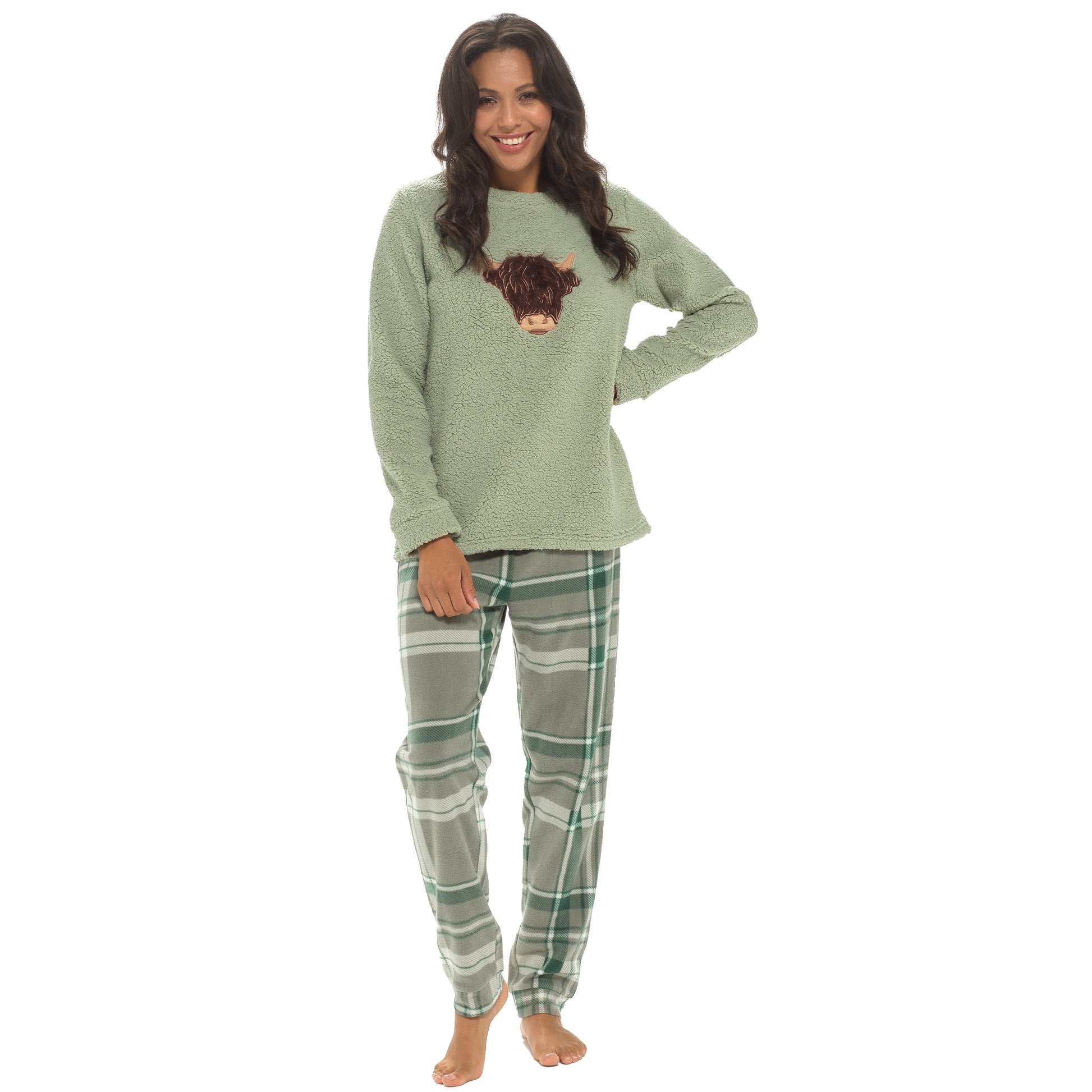 Women's Warm Soft Fleece Pyjama Set Cozy Loungewear PJs with Highland Cow Teddy Bear Design by Daisy Dreamer. Buy now for £18.00. A Pyjamas by Daisy Dreamer. _Hi_chtgptapp_optimised_this_description-generator,_Hi_chtgptapp_optimised_this_seo-meta-descript