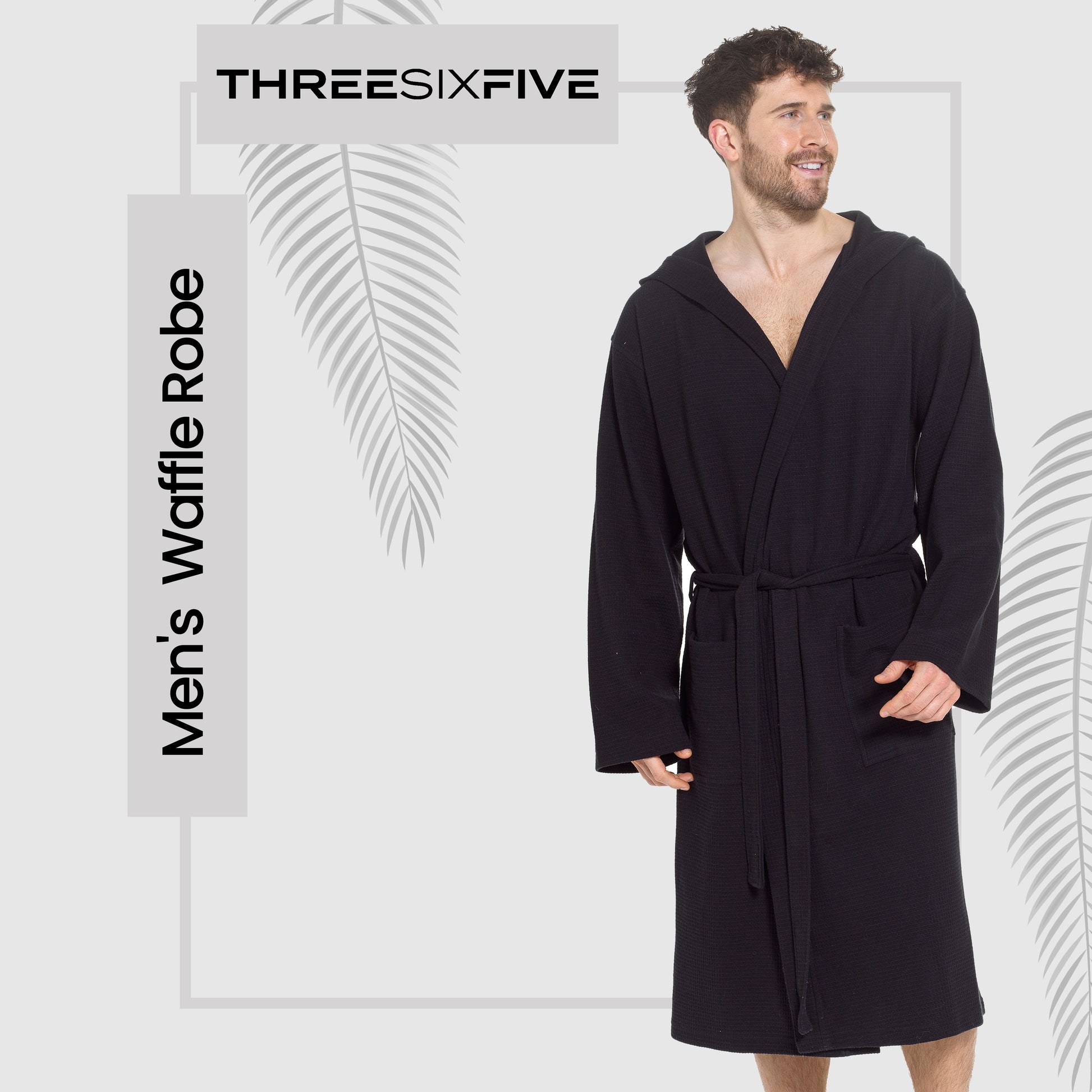 Men’s Hooded Waffle Cotton Bathrobe Black Super Absorbent Spa Robe Luxury Dressing Gown for Home & Loungewear by Sock Stack. Buy now for £17.00.