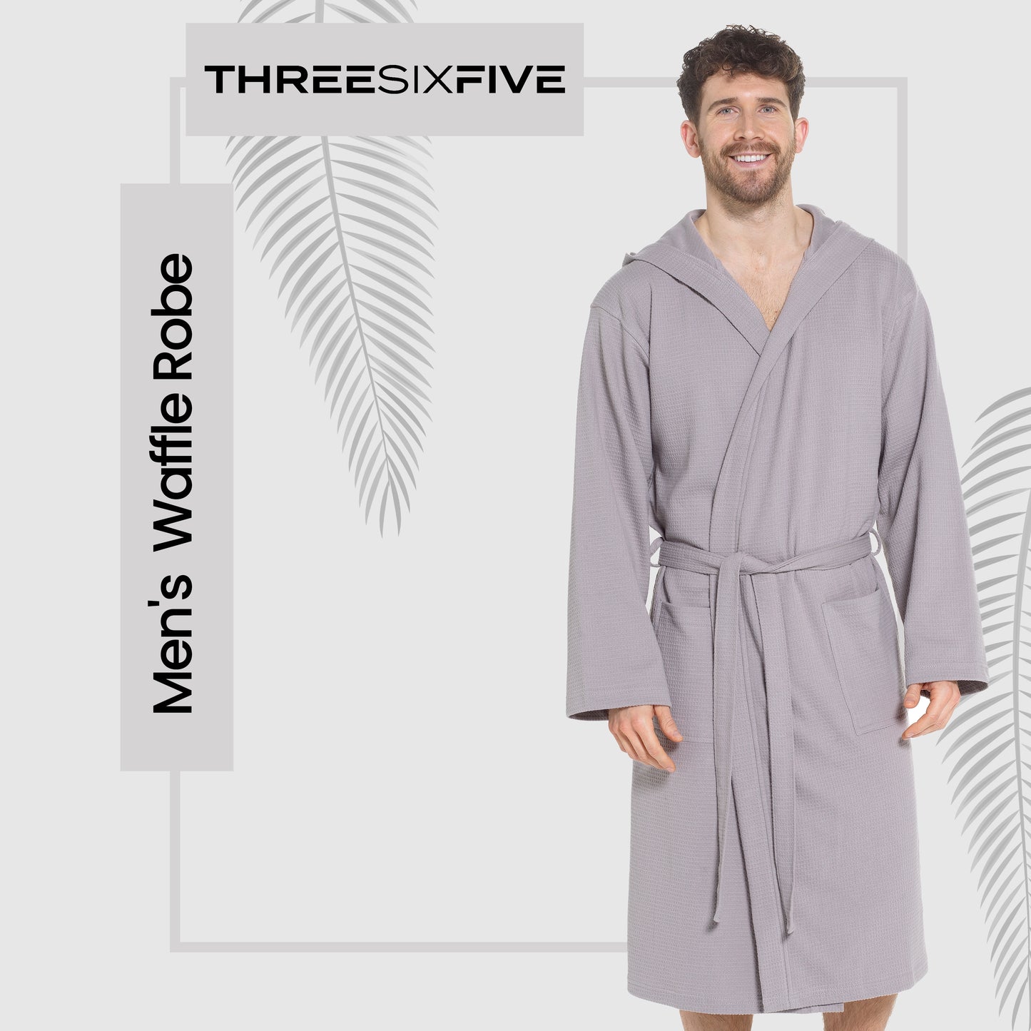 Men’s Hooded Waffle Cotton Bathrobe Grey Super Absorbent Spa Robe Luxury Dressing Gown for Home & Loungewear by Sock Stack. Buy now for £17.00.