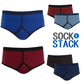 Pack of 6 Men's Printed Cotton Blend Briefs Classic Fit Underwear with Elastic Waistband Plain Dot & Stripe Designs by Sock Stack