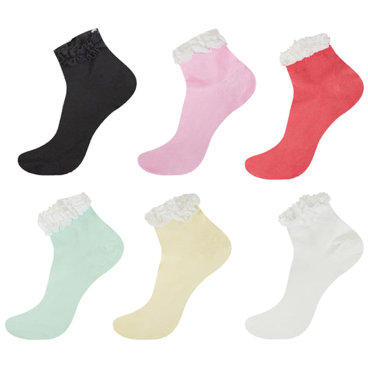 6 Pairs Ladies Bamboo Lace Socks Ultra Soft Antibacterial Moisture-Wicking Breathable Fashion Socks UK 4-7 Assorted Colours by Sock Stack. Buy now for £10.00.