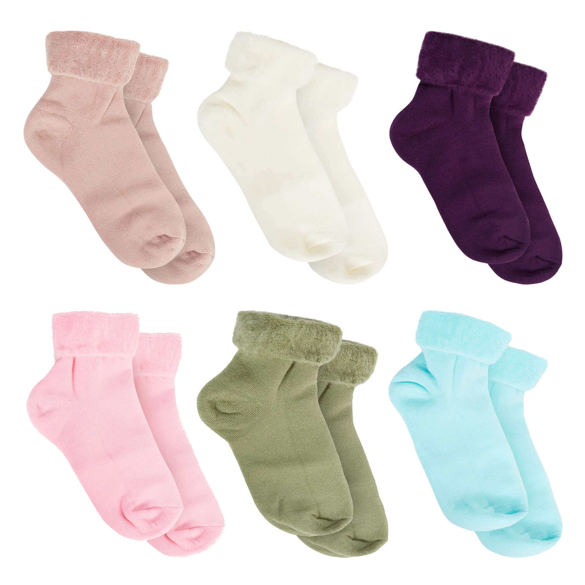 6 Pairs Women's Thermal Bed Socks Super Soft Cozy Winter Slipper Socks Anti-Slip Multiple Colors Warm Snug Fit UK Sizes 4-7 by Sock Stack. Buy now for £12.00.