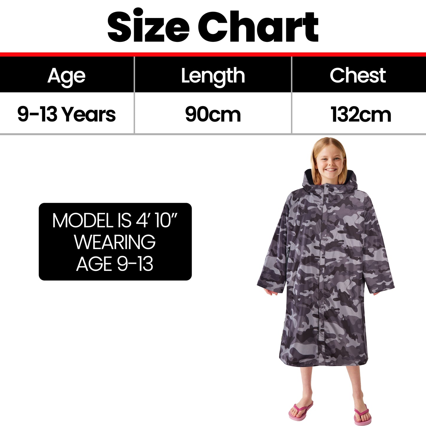 Changing Robe Kids Unisex Hooded Coat Camo/Black Windproof Waterproof Quick Dry for Beach Surfing Swimming by Heatwave Thermalwear. Buy now for £30.00.