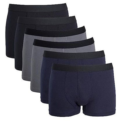 Pack of 6 Men's Assorted Cotton Stretch Boxer Shorts Comfort Fit Underwear with Waistband For Men MB04 Black Navy Grey by Sock Stack. Buy now for £14.00.