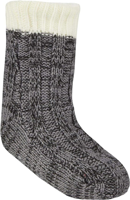 Children's Chunky Knit Non-Slip Lounge Gripper Socks for Kids Boys and Girls Warm Winter Indoor Footwear with Cute Colourful Patterns Sock Stack. Buy now for £7.00.