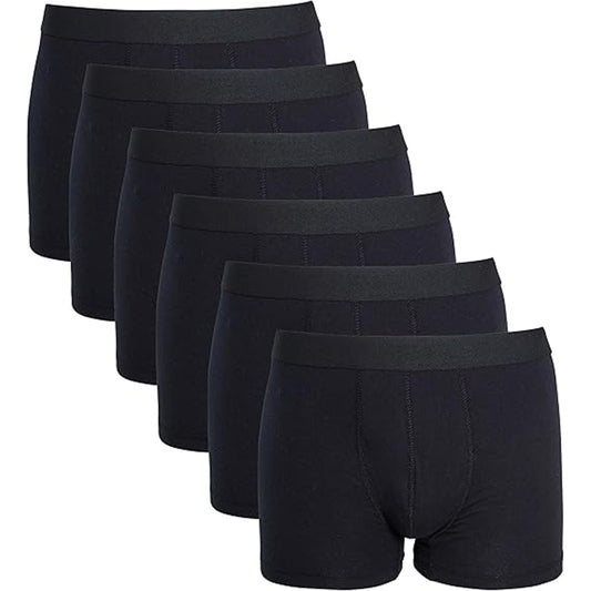 Pack of 6 Men's Black Cotton Stretch Boxer Shorts Comfort Fit Underwear with Waistband For Men MB03 by Sock Stack. Buy now for £14.00.