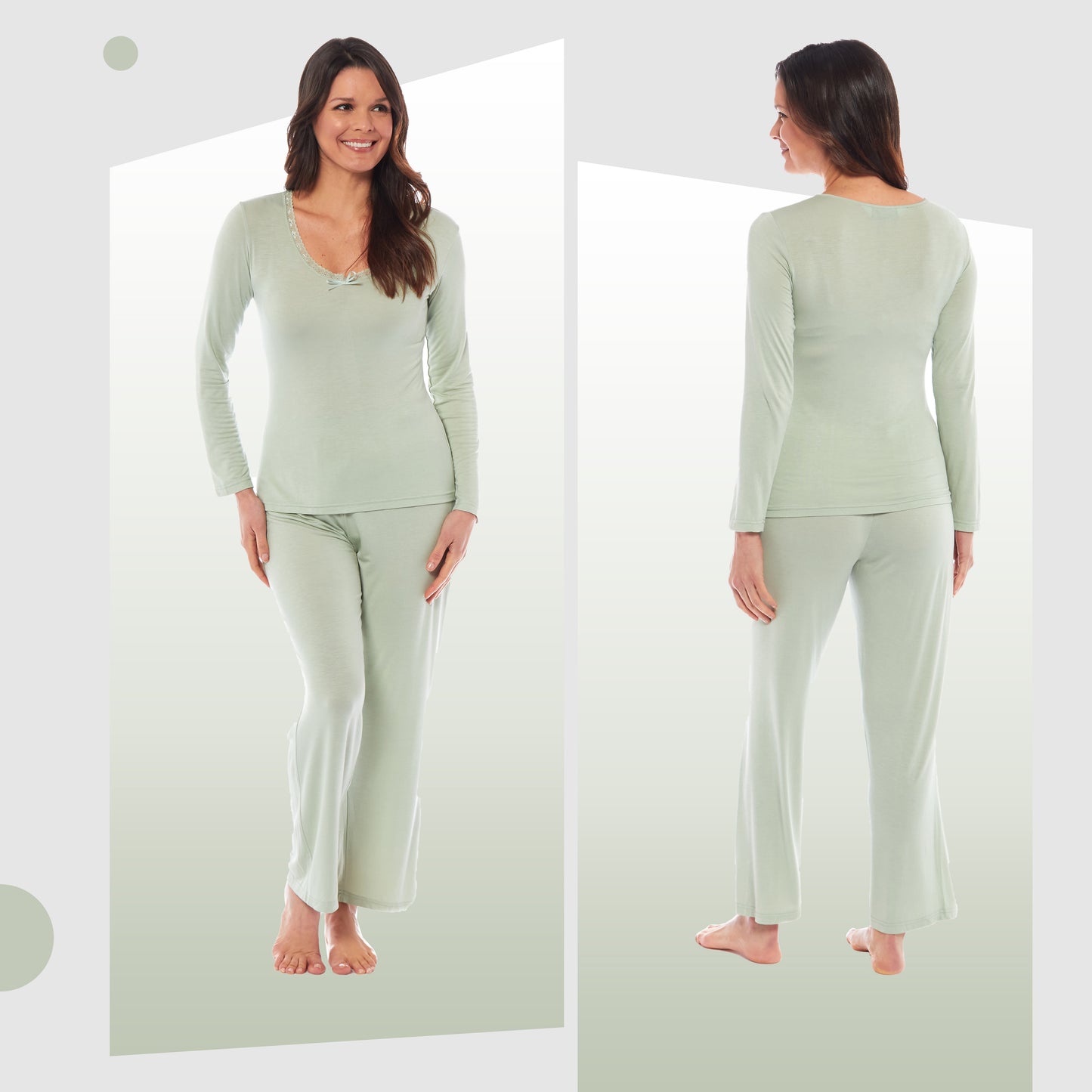Ladies Ultra Soft Long Sleeve Pyjama Set Stretch Fit Black Green, Cozy All Seasons Loungewear, Viscose Spandex Women's Nightwear UK Sizes 8-22 by Daisy Dreamer. Buy now for £13.00.