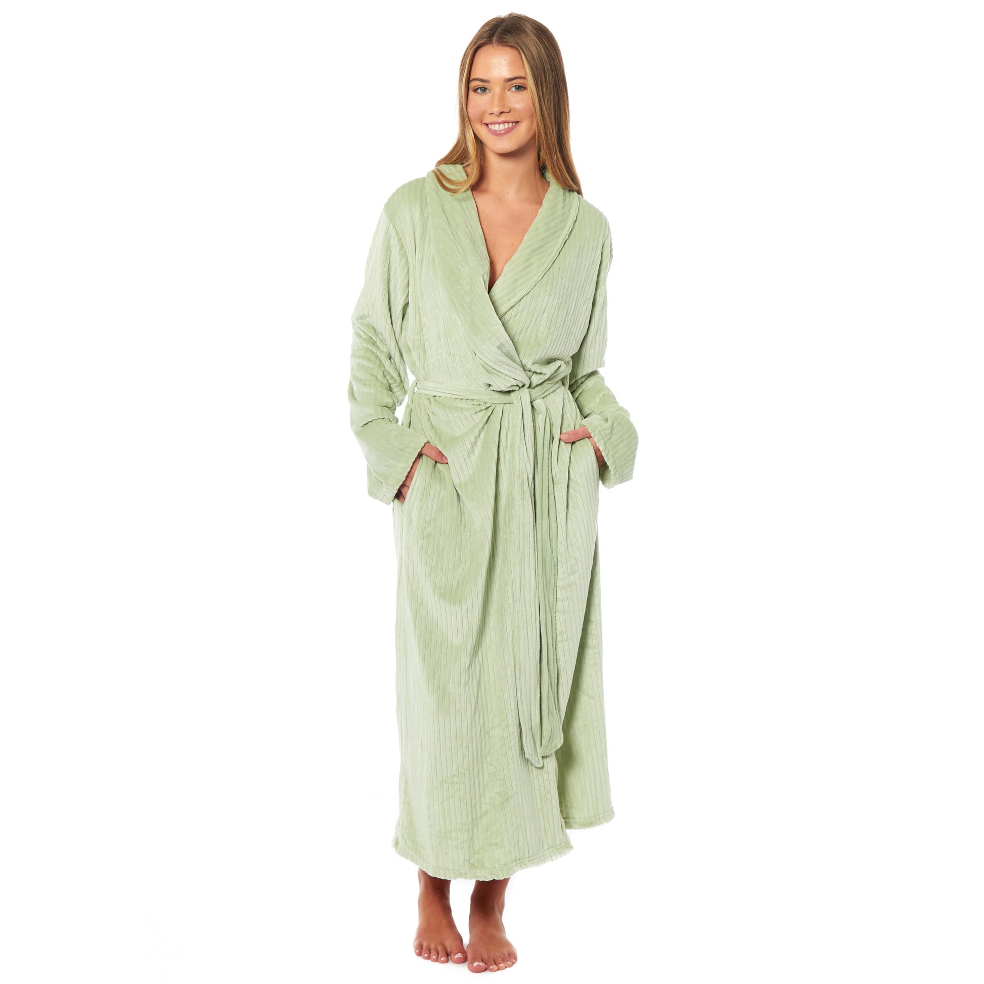 Women's Soft Warm Stripe Jacquard Long Dressing Gown with Belt and Pockets Cosy Shawl Collar Loungewear Robe By Daisy Dreamer. Buy now for £15.00. A Dressing Gown by OLIVIA ROCCO. _Hi_chtgptapp_optimised_this_description-generator,_Hi_chtgptapp_optimised_