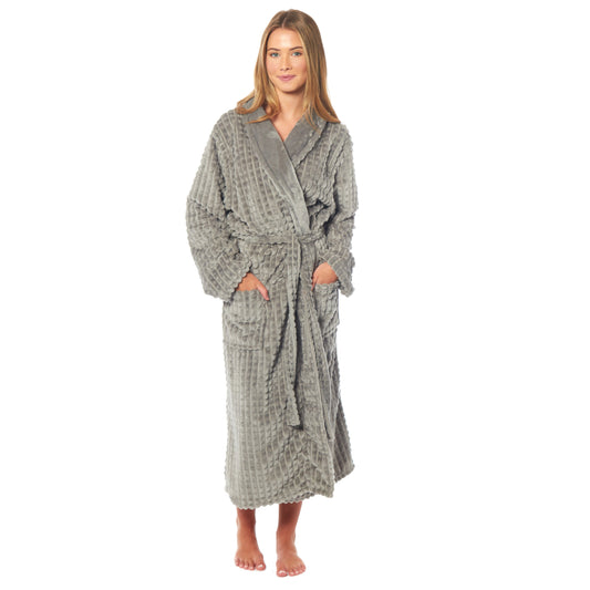 Women's Luxury Waffle Fleece Robe Soft Warm Long Dressing Gown with Belt and Pockets Loungewear by Daisy Dreamer. Buy now for £15.00.