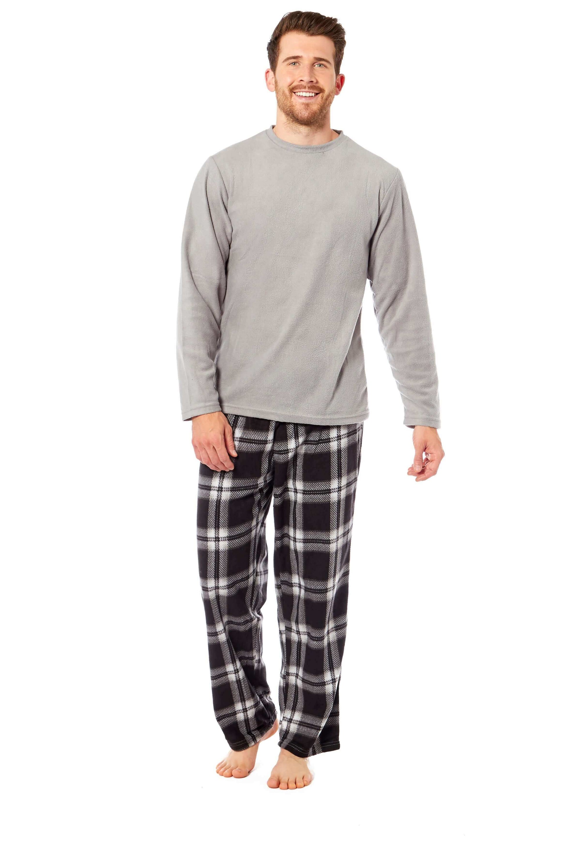 Men's Thermal Fleece Pyjama Set with Stylish Check Pants Soft Warm Loungewear PJs for Winter Perfect for Sleeping and Lounging in Various Sizes by Daisy Dreamer. Buy now for £14.00.