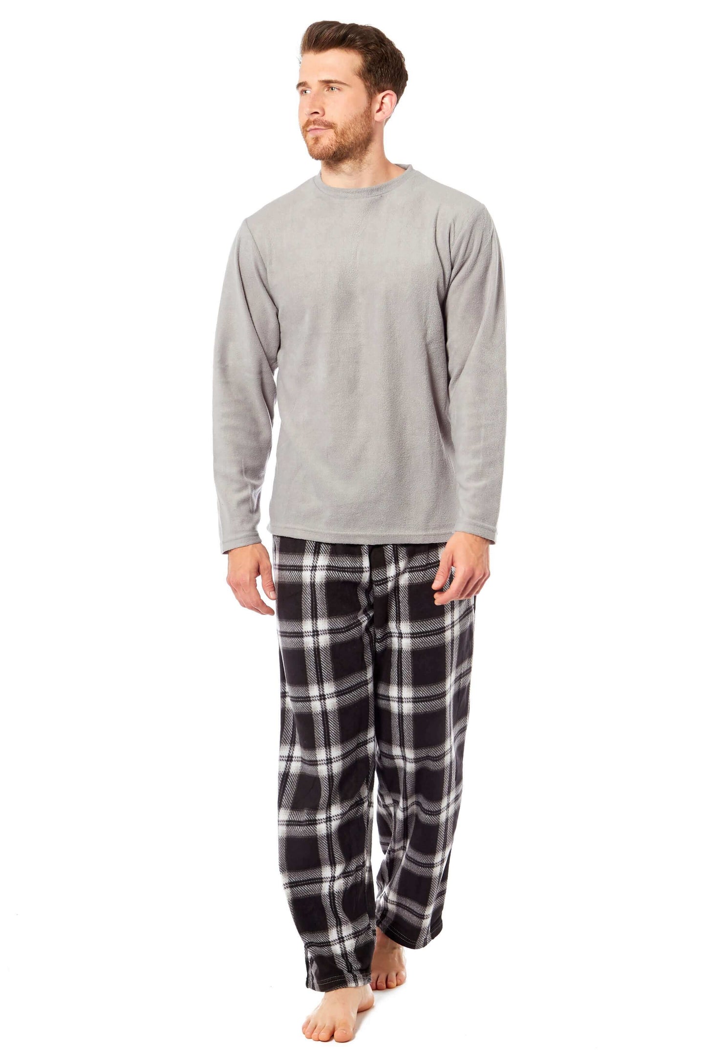 Men's Thermal Fleece Pyjama Set with Stylish Check Pants Soft Warm Loungewear PJs for Winter Perfect for Sleeping and Lounging in Various Sizes by Daisy Dreamer. Buy now for £14.00.