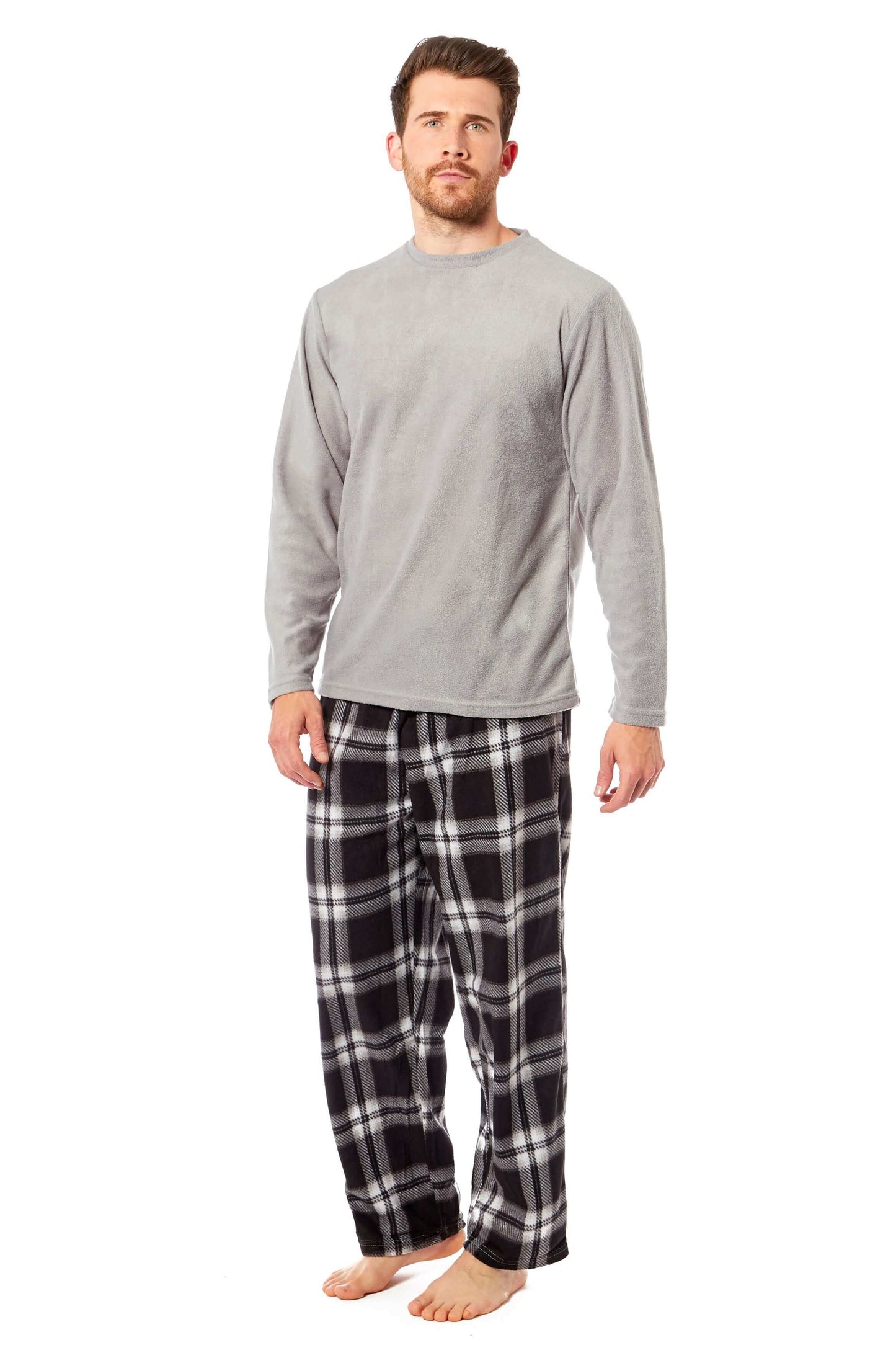 Men's Thermal Fleece Pyjama Set with Stylish Check Pants Soft Warm Loungewear PJs for Winter Perfect for Sleeping and Lounging in Various Sizes by Daisy Dreamer. Buy now for £14.00.