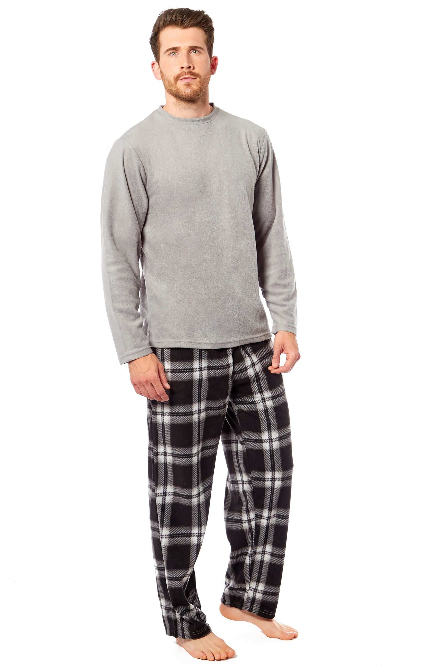 Men's Thermal Fleece Pyjama Set with Stylish Check Pants Soft Warm Loungewear PJs for Winter Perfect for Sleeping and Lounging in Various Sizes by Daisy Dreamer. Buy now for £14.00.