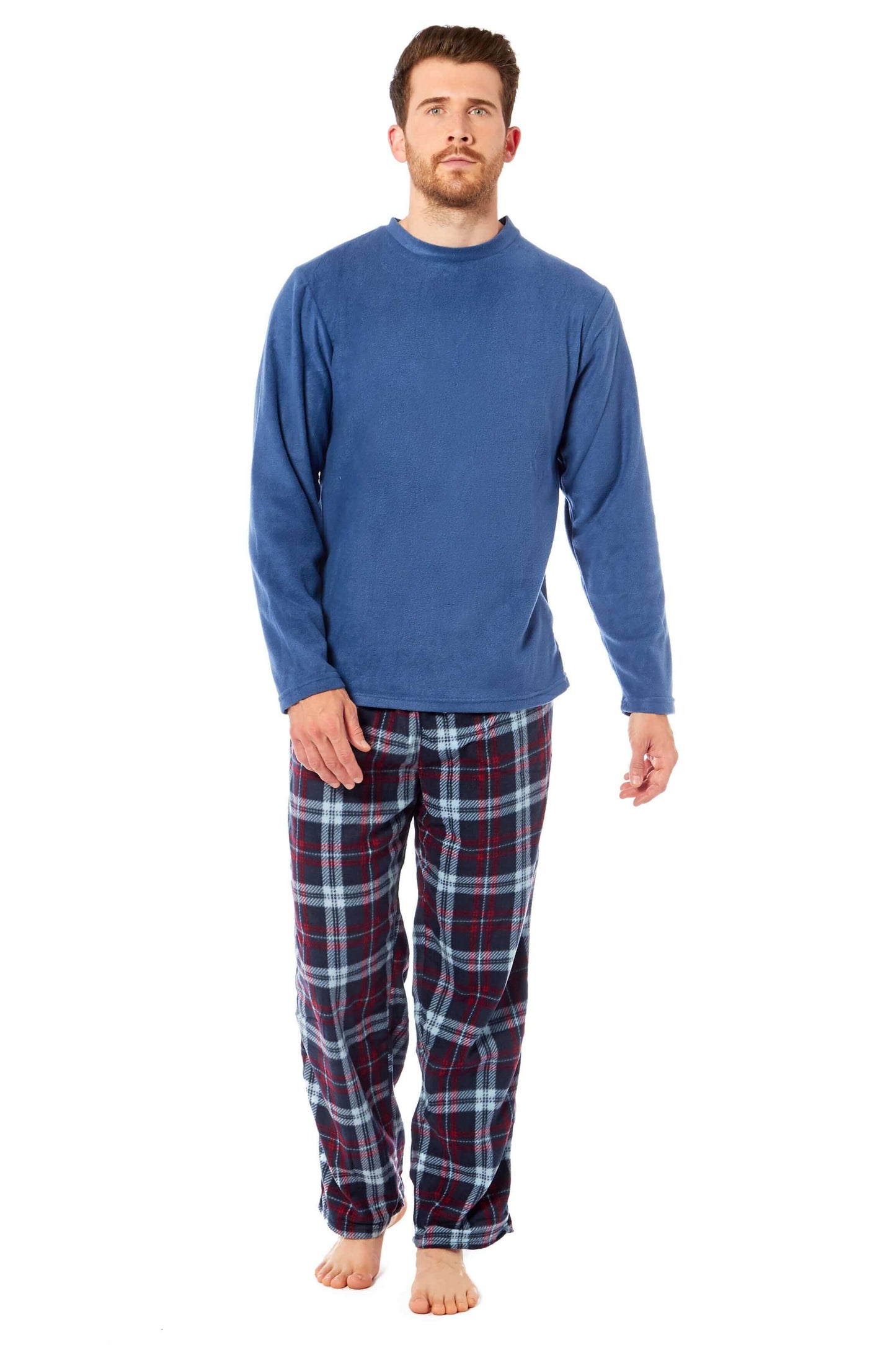 Men's Thermal Fleece Pyjama Set with Stylish Check Pants Soft Warm Loungewear PJs for Winter Perfect for Sleeping and Lounging in Various Sizes by Daisy Dreamer. Buy now for £14.00.