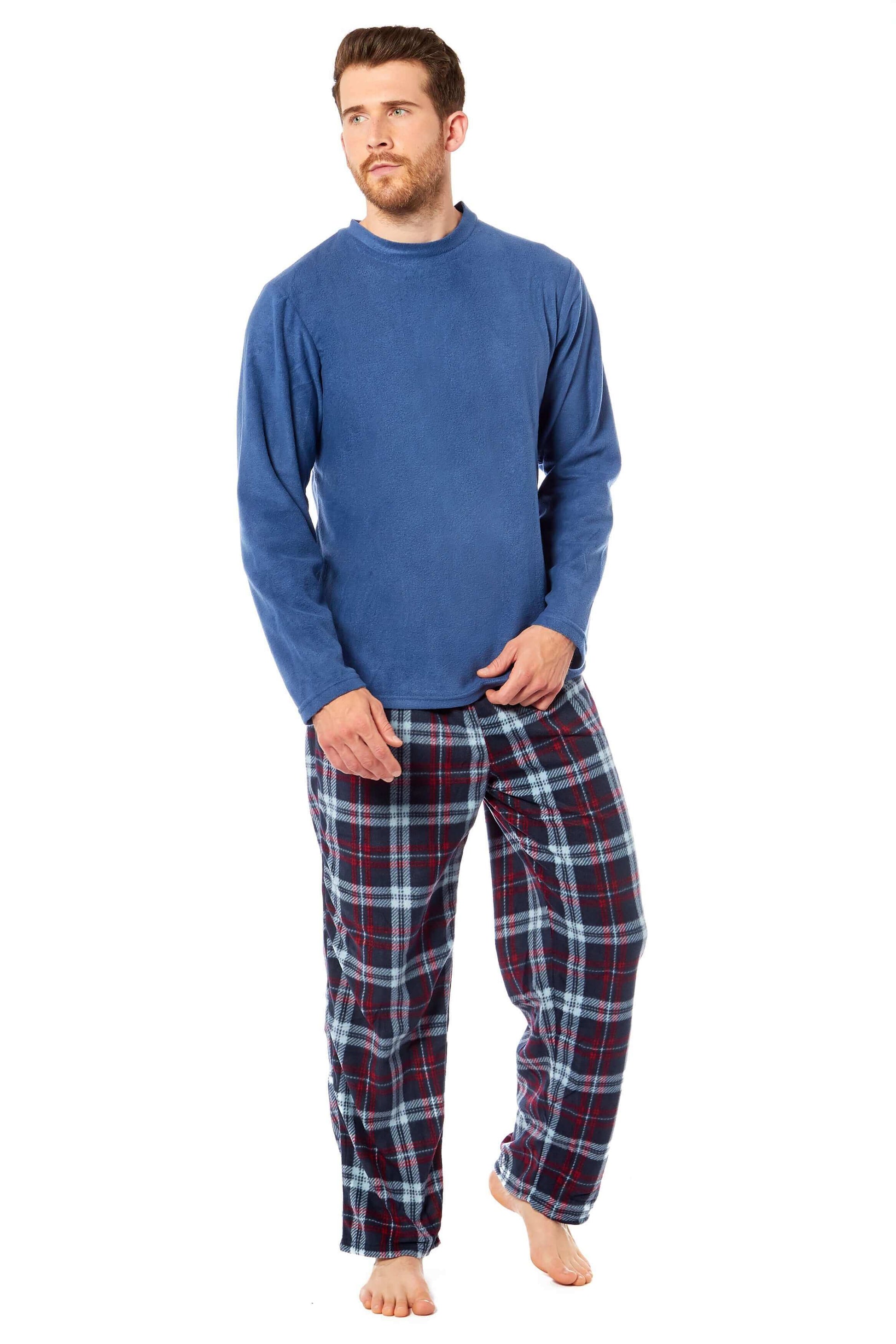 Men's Thermal Fleece Pyjama Set with Stylish Check Pants Soft Warm Loungewear PJs for Winter Perfect for Sleeping and Lounging in Various Sizes by Daisy Dreamer. Buy now for £14.00.