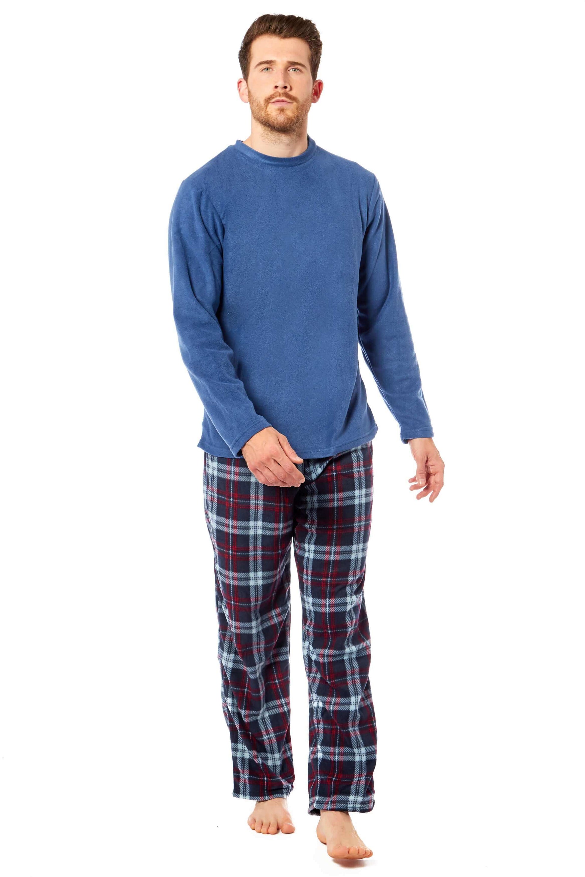 Men's Thermal Fleece Pyjama Set with Stylish Check Pants Soft Warm Loungewear PJs for Winter Perfect for Sleeping and Lounging in Various Sizes by Daisy Dreamer. Buy now for £14.00.