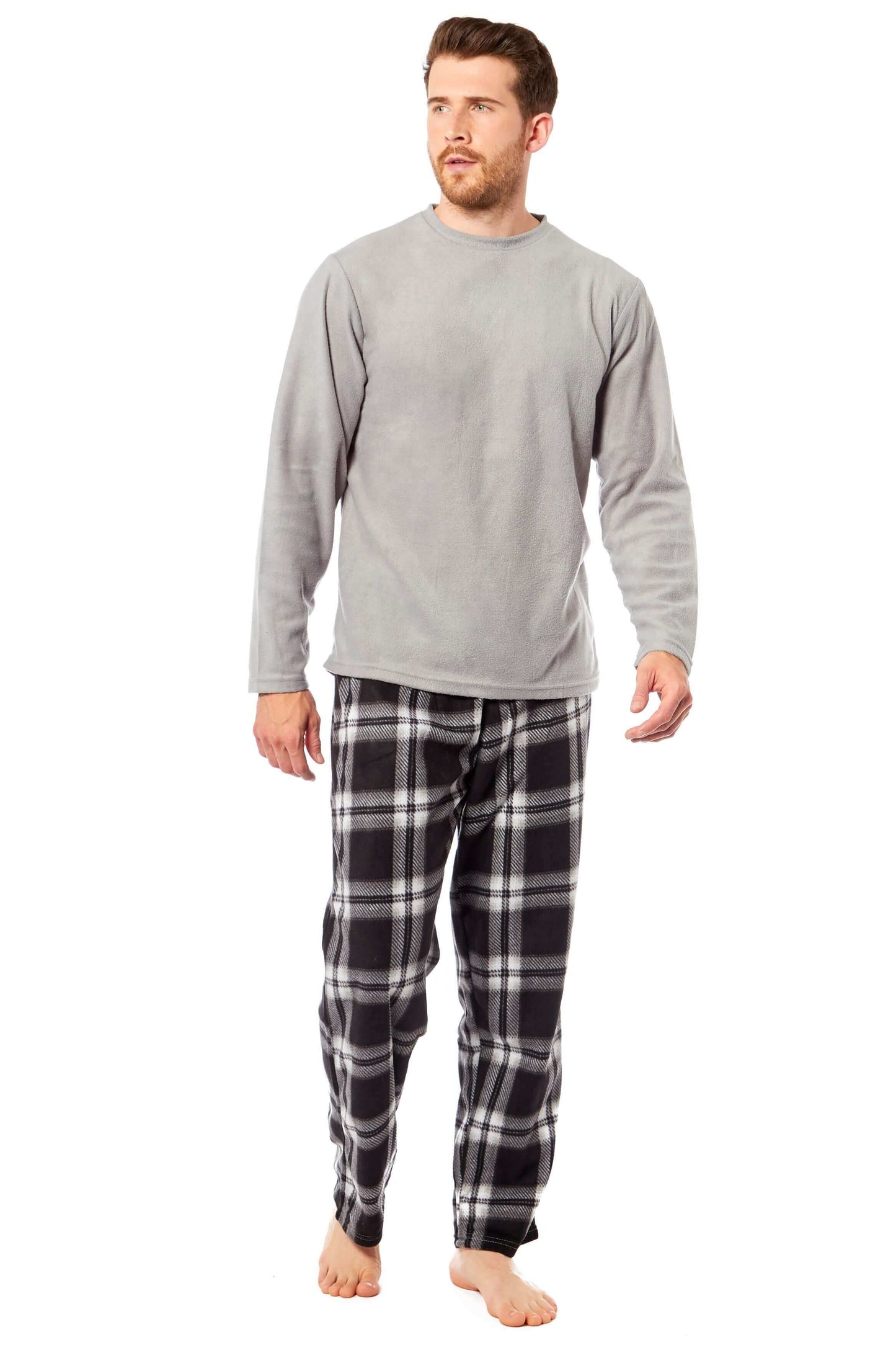Men's Thermal Fleece Pyjama Set with Stylish Check Pants Soft Warm Loungewear PJs for Winter Perfect for Sleeping and Lounging in Various Sizes by Daisy Dreamer. Buy now for £14.00.