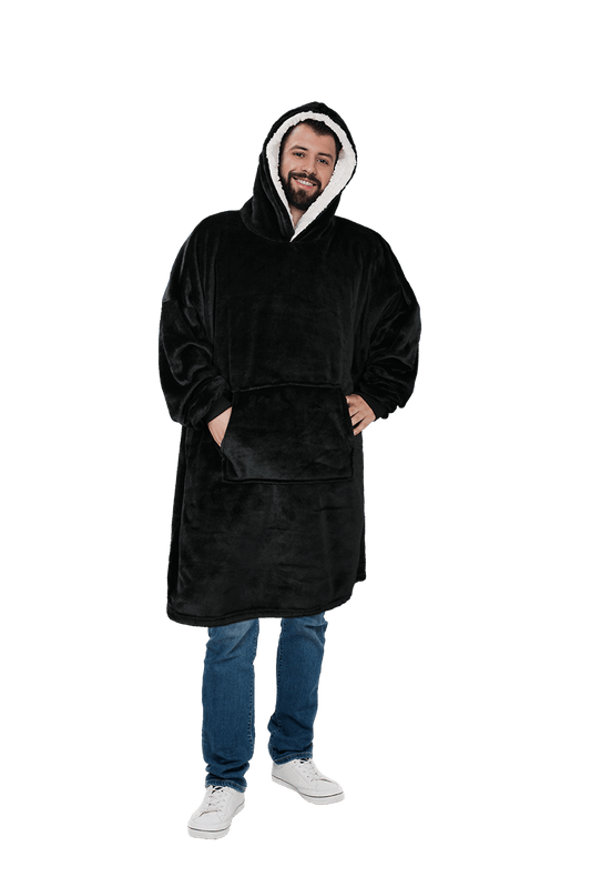 Oversized Men's Hooded Blanket Sweatshirt with Sherpa Lining Plush Wearable Hoodie for Lounging Camping One Size Fits All by Daisy Dreamer. Buy now for £18.00.