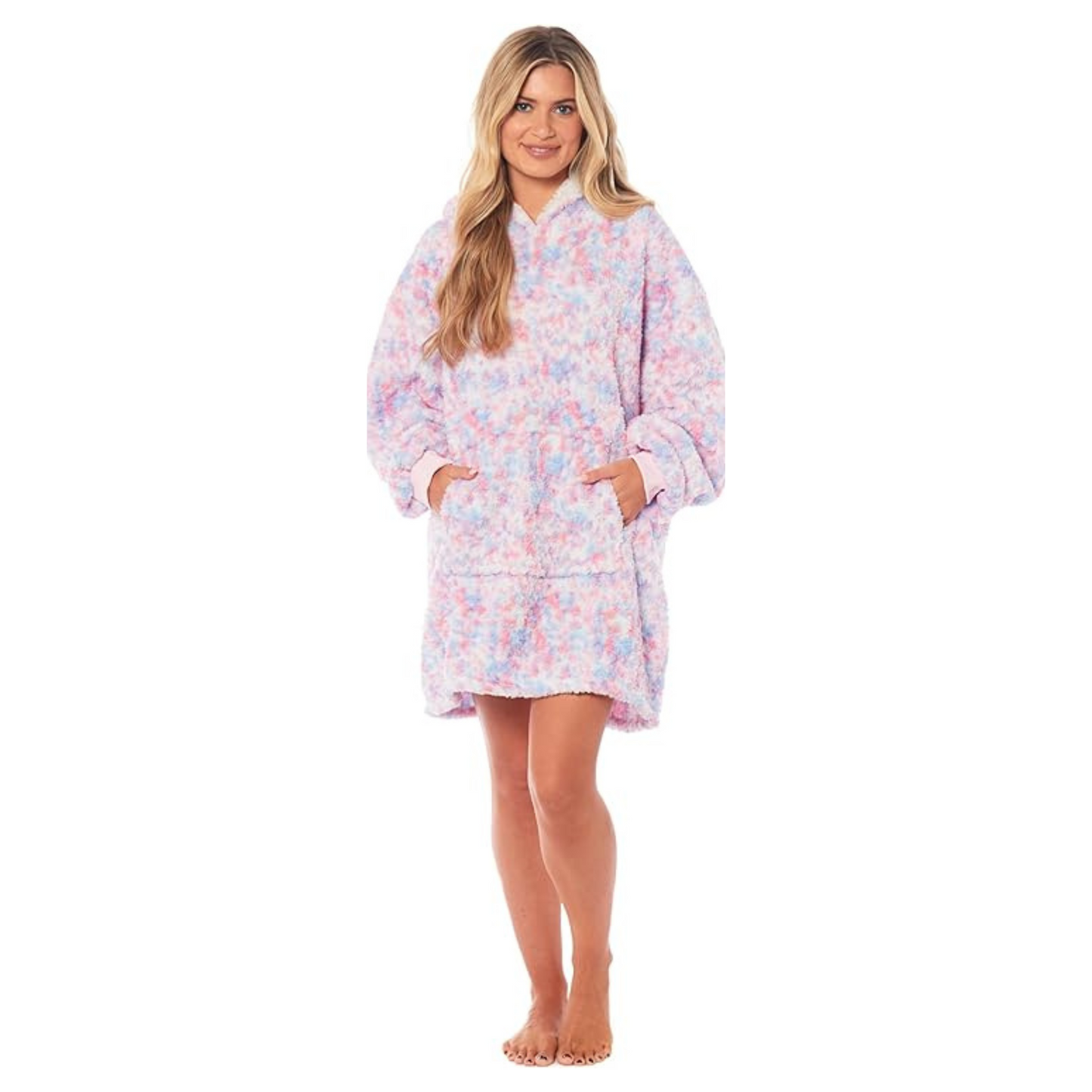 Oversized Ultra Soft Rainbow Hooded Blanket Sweatshirt with Sherpa Fur Lining Plush Flannel Giant Hoodie for Adults and Kids Perfect Gift by Daisy Dreamer. Buy now for £22.00.