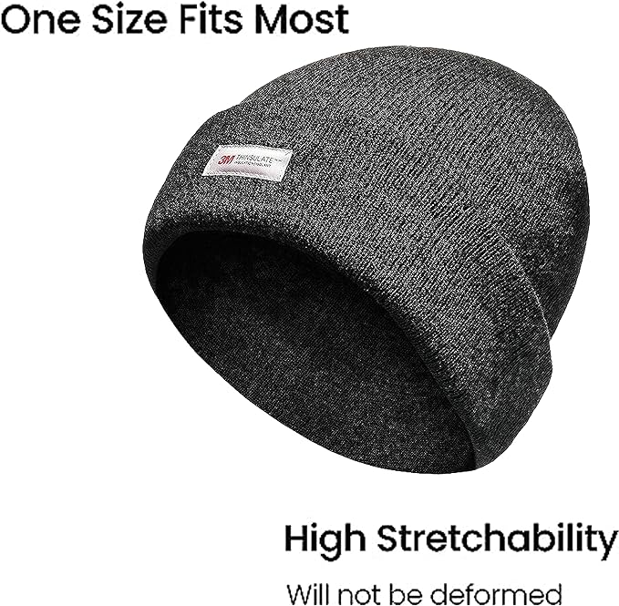 Pack of 2 Mens Winter Ski Beanie Hats with 3M Thinsulate Thermal Lining for Skiing Snowboarding Outdoor Activities Warm Breathable Moisture-Wicking Knit Caps by Sock Stack. Buy now for £8.00.