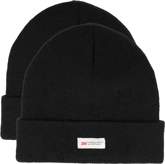 Pack of 2 Mens Winter Ski Beanie Hats with 3M Thinsulate Thermal Lining for Skiing Snowboarding Outdoor Activities Warm Breathable Moisture-Wicking Knit Caps by Sock Stack. Buy now for £8.00.