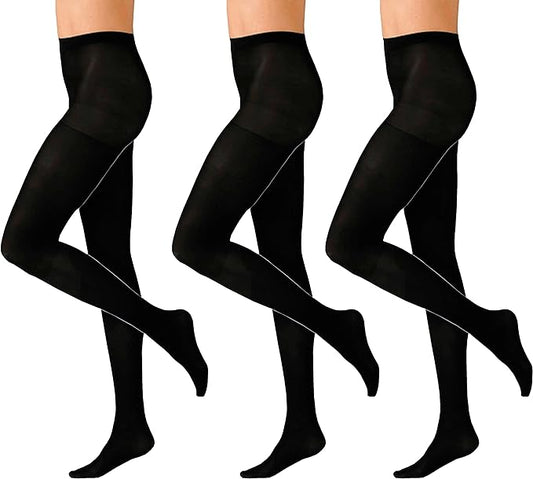 Pack of 3 Women's Black Thermal Tights 140 Denier Soft Cozy Winter Warmth Comfortable Fit Multiple Sizes Ideal for Cold Weather Fashion by Heatwave Thermalwear. Buy now for £11.00.