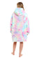 Tie Dye Rainbow Oversized Hooded Plush Fleece Wearable Blanket with Sherpa, Elastic Cuffs, and Double Pocket for Adults and Kids by Daisy Dreamer. Buy now for £11.00.