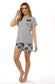 Women's Grey Cotton T-Shirt and Shorts Pyjama Set with Pom Pom Detailing 100% Pure Cotton Soft Jersey Summer Loungewear by Daisy Dreamer. Buy now for £10.00.