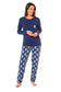 Women's Navy Tiger Print Polar Fleece Pyjama Set Soft Comfortable Loungewear Long Sleeve Top Elasticated Bottoms Stylish Gift Nightwear by Daisy Dreamer. Buy now for £15.00.