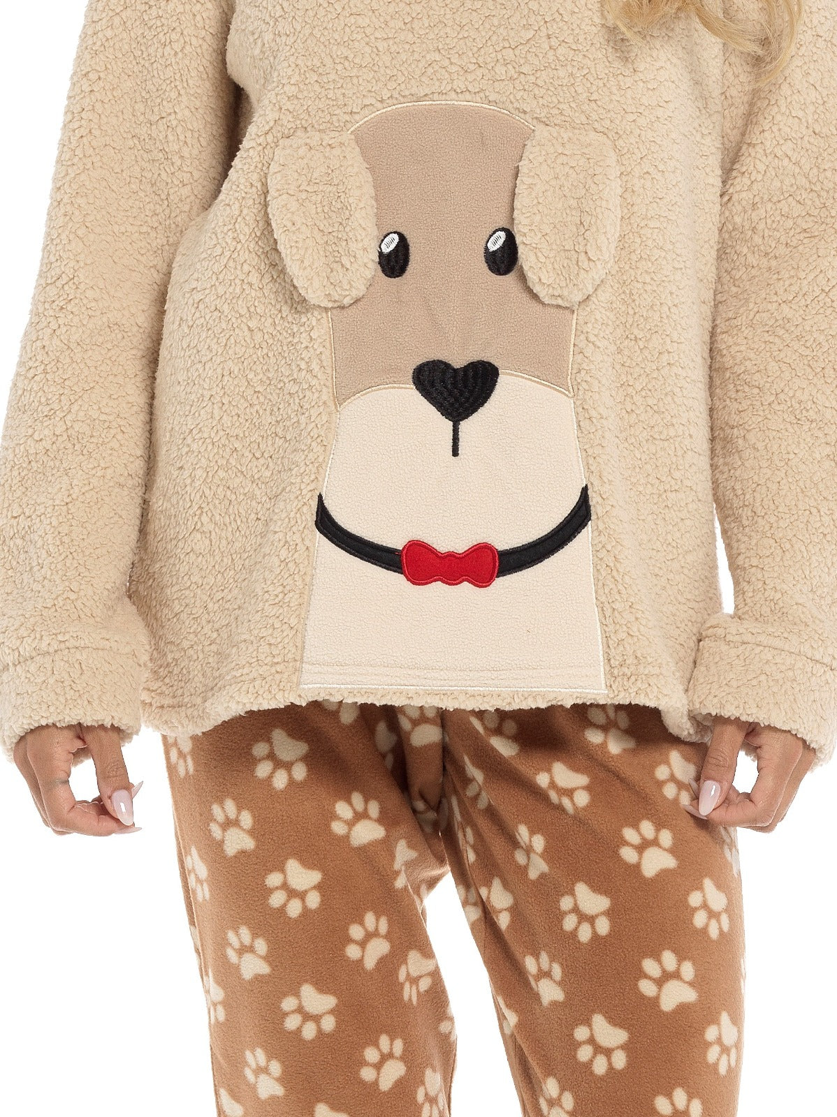 Women's Ultra-Soft Fleece Dog Snuggle Pyjama Set with Elasticated Patterned Pants Cozy Long Sleeve Top Winter Loungewear Sleepwear UK Sizes 8-22 by Daisy Dreamer. Buy now for £20.00.
