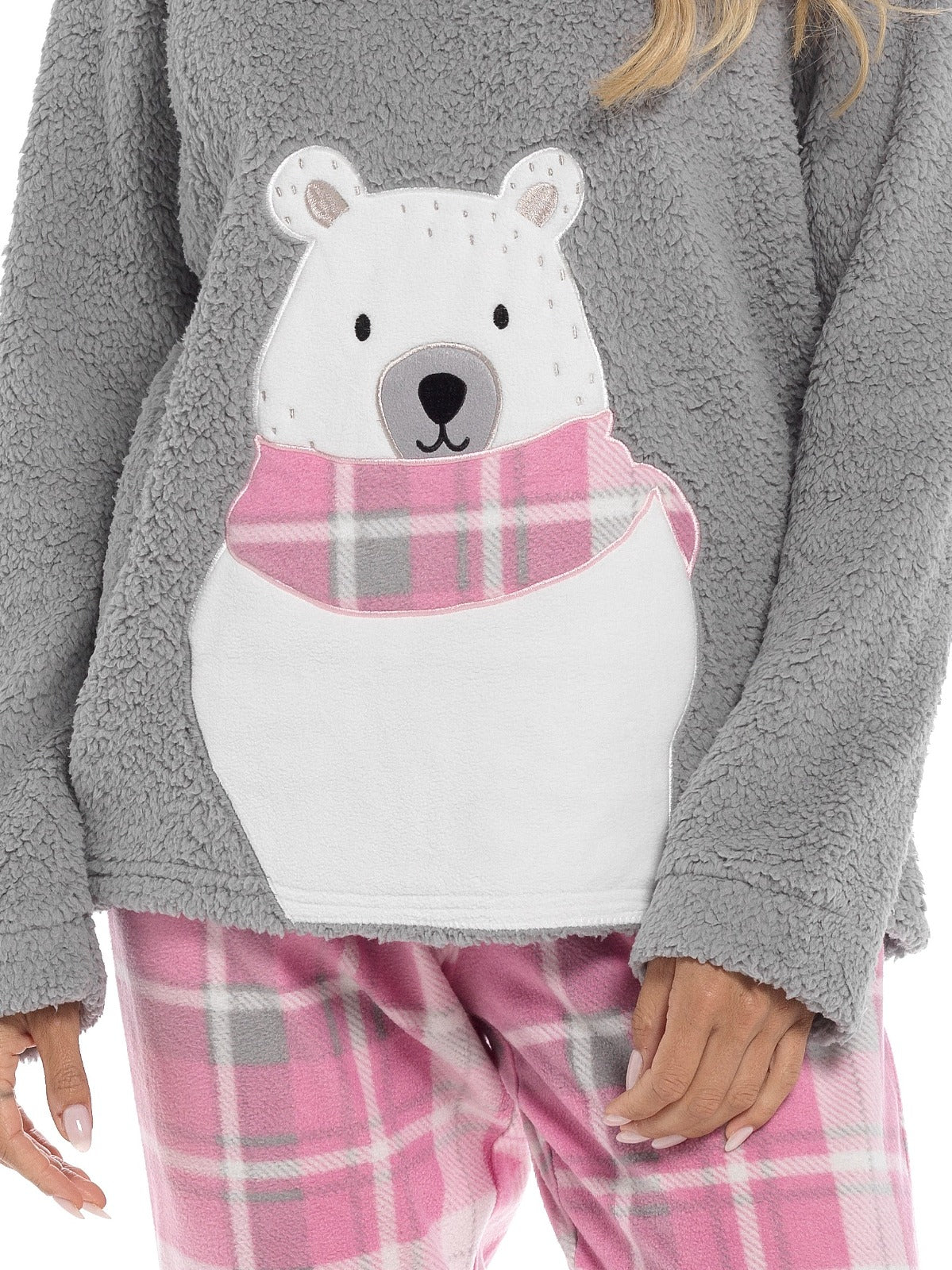 Women's Ultra-Soft Fleece Pyjama Set Cozy Polar Bear Print Long Sleeve Top and Elasticated Bottoms Warm Winter Nightwear by Daisy Dreamer. Buy now for £20.00.